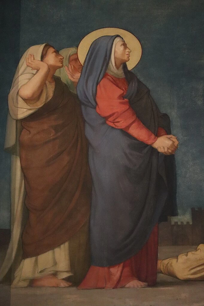 Hippolyte Flandrin - Murales dell'Abbazia di Saint, Germain, des, Prés, Crocifissione, dettaglio